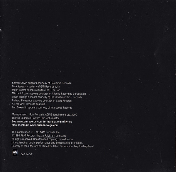 Suzanne Vega  The Best Of; Tried And True : Inlay 9